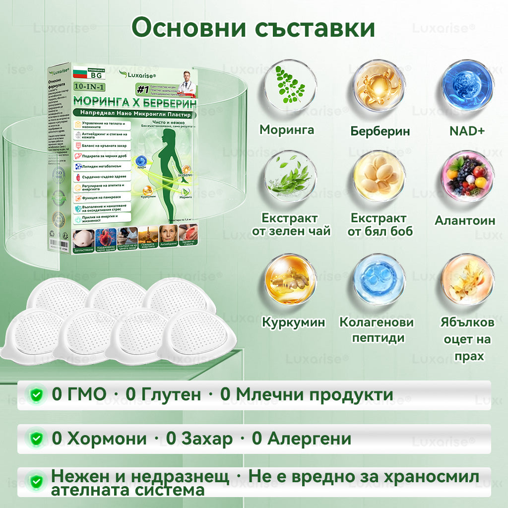 Официален магазин  | 🍀💯 𝑳𝒖𝒙𝒂𝒓𝒊𝒔𝒆® Моринга X Берберин 10-In-1 Напреднал Нано Микроигли Пластир (Един път на ден, видими промени за 7 дни）✅ 💕💕Ожиряване, диабет, сънна апнея и проблеми със ставите. 👏（副本）