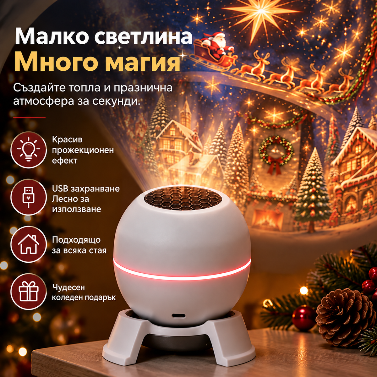 ❄️🎄SCNDR® Интелигентен холографски проектор🎄